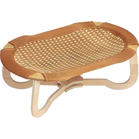 Hamac pour chat en rotin tressé – Couchage surélevé et aéré avec tapis résistant Hamac au sol respirant et résistant aux griffures Convient aux chats de petite et moyenne taille (1/5)