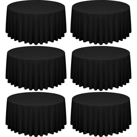 Lot de 6 sets nappe ronde noire 300 cm Polyester, facile d'entretien