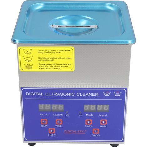 Nettoyeur à ultrasons 2L en acier inoxydable, température réglable, pour bijoux, compteurs et circuits imprimés, prise UE, AC200-240V 50Hz (1/5)