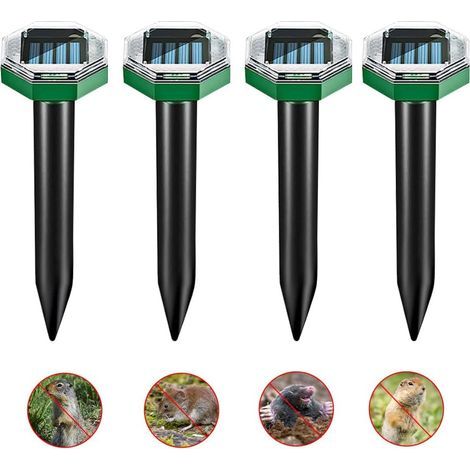 Repellente per talpe a ultrasuoni ad energia solare (set da 4 pezzi), repellente per talpe ad energia solare, anti-talpa, impermeabile IP44, repellente per talpe solare a ultrasuoni per prati e giardi (1/5)
