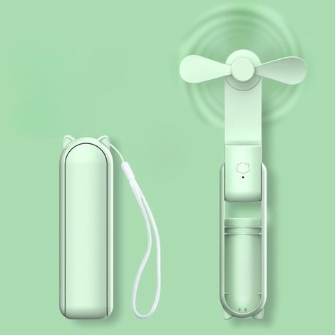 Ventilateur Portable Pliable, Petit Ventilateur de Poche pour Femme Fille Cadeau d'Été,Vert clair (1/5)