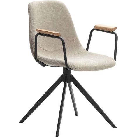 Pack de 2 sillones giratorias modelo Tajo con brazos tapizado textil beige, 81cm(alto) 61cm(ancho) 59cm(largo) (1/5)