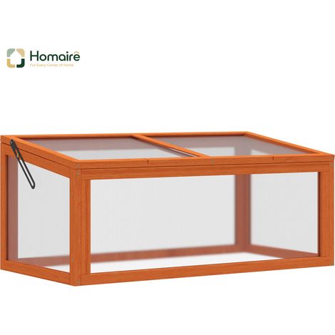 HOMAIRE Frühbeet Treibhaus mit wetterfester Abdeckung aus Holz und Polycarbonat, Orange