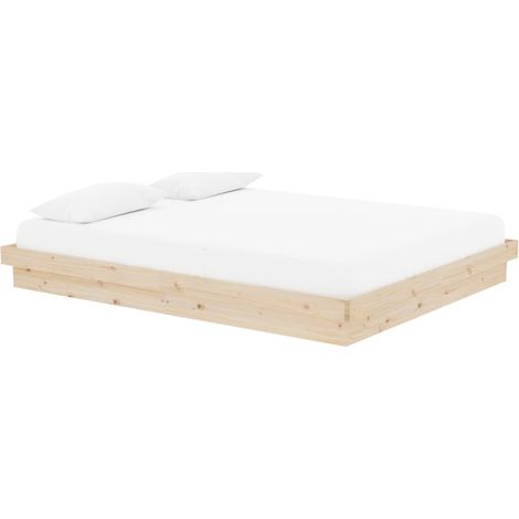 Vidaxl – Cadre de lit en bois massif 160x200 cm – Dimensions 204x163,5x21 cm – Assemblage requis – Style rustique (1/5)