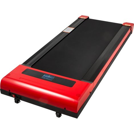 VEVOR Tapis de Marche Electrique 36x112cm Tapis de Course Silencieux Capacite 100 kg Motorise Portable avec Telecommande Affichage Numerique sans Barre deAppui pour Maison Bureau Noir＆Rouge