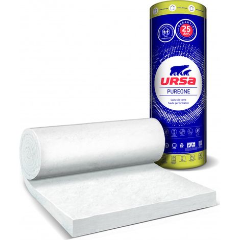 Ursa – Panneau isolant en laine de verre 1,2m x 4,05m – Surface 4,86m² – Semi-rigide pour isolation thermique et acoustique - PURE 35 QN EP (1/4)