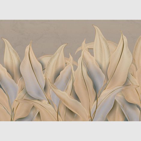 Papier peint intissé - Feuilles de Palmiers dorés - 375x270 cm