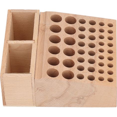Porte-outils en cuir avec 2 grilles et 46 trous, boîte de rangement en bois pour outils de maroquinerie et travail du cuir (1/5)