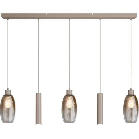 Lampe suspendue en verre Olive 3x Ø 12,5cm - 2x pendentif de course - sable - 2431-36-130-5RT20215 (1/3)
