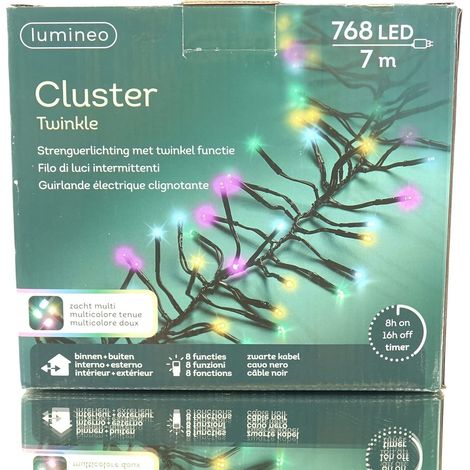 Lumineo LED Lichterkette Cluster Twinkle 7 Meter 768 Lichter - soft bunt (1/5)