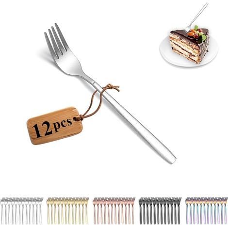 12-teiliges Kuchengabeln-Set, Dessertgabeln aus Edelstahl, Obstgabeln, kleine Gabeln für Zuhause, Restaurant, Hotel, Hochzeiten, spülmaschinenfest (1/5)