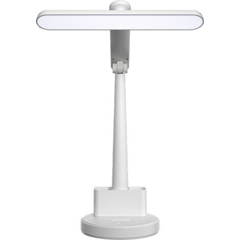 Lampada da scrivania bianca con protezione per gli occhi, lampada da lettura a LED, lampada da scrivania dimmerabile con porta di ricarica USB, 3 modalità di illuminazione, 4 livelli di luminosità, la