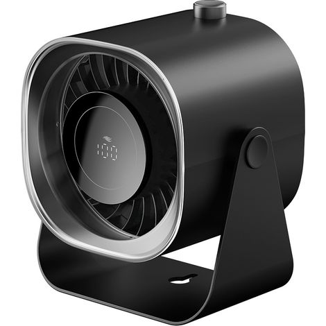 Convenient mini desk fan, easy to hang, built-in 5000mAh rechargeable battery for air cooling, black. (1/5)