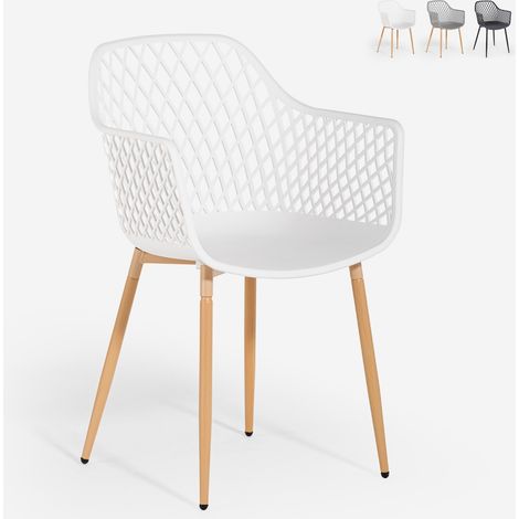 Sedia da cucina moderna di design in polipropilene con braccioli Vetra - Bianco (1/5)
