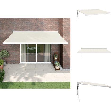 Auvent rétractable crème 4,5x3 m tissu et aluminium - Auvent Retractable - Parasol - Abri Solaire - Protection Solaire - Terrasse (1/5)