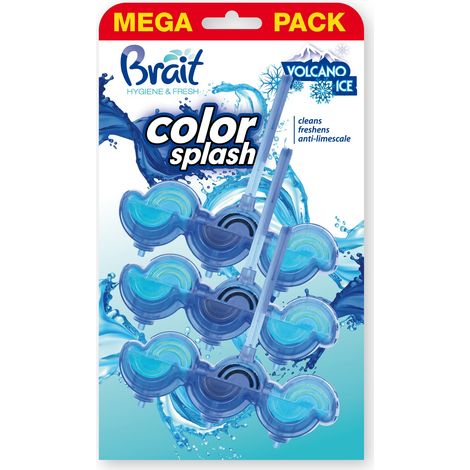 BRAI Color Splash Volcano Ice, glaçon pour toilettes, 3 x 45 g