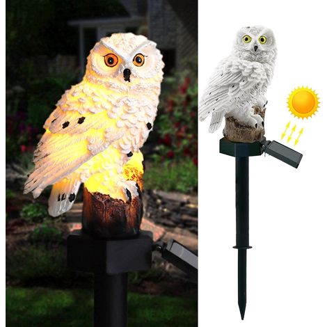 Wasserdichte, warmweiße LED-Leuchte für Garten, Hof, Rasen, Terrasse und Wege (Eule), Solar-Gartenleuchte mit Eulenmotiv zur Mastmontage (1/5)