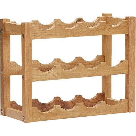 Botellero para 12 botellas madera maciza de roble 47x21x36 cm vidaXL
