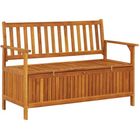 Banc de Rangement Extérieur en Bois d'Acacia Massif, 120 cm, Meuble de Jardin Robuste avec Coffre de Stockage (1/5)
