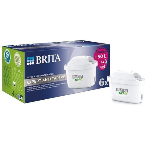 6er-Pack BRITA MAXTRA PRO Filterkartuschen – 150 l Filterleistung pro Kartusche – Reduziert Kalk und Chlor – MAXTRA+ kompatibel