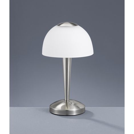 Lampada Da Tavolo Ventura Led Touch Nichel E Vetro Bianco Ø15 cm Trio Lighting