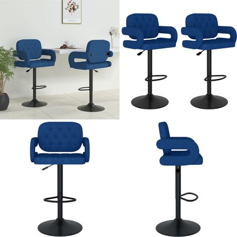 vidaXL Tabourets de bar lot de 2 bleu tissu (1/5)