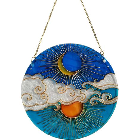 Bunte Acryl-Wanddekoration – Sonne, Mond und Wolken für Fenster