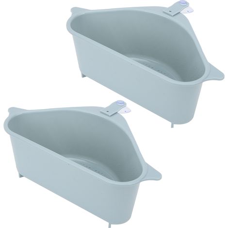 Lot de 2 étagères triangulaires bleues pour évier, avec égouttoir et porte-éponges.-AquaForge (1/5)