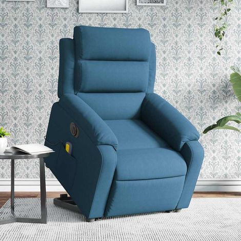 Massagesessel mit Aufstehhilfe Elektrisch Blau Samt vidaXL (1/5)