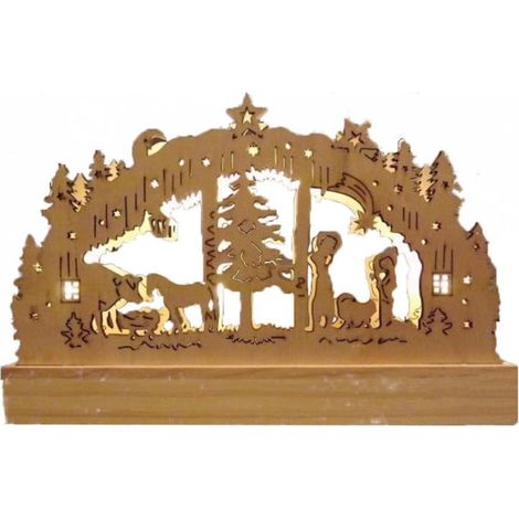 Candelabro a LED in legno a forma di presepe (1/3)