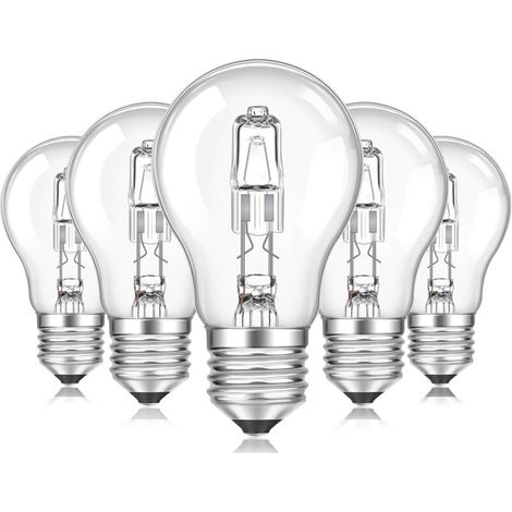Ampoule E27 A55 à intensité variable, lumière blanche chaude, ampoule sphérique transparente E27 A55 adaptée pour plafonnier, lampe de table, applique murale, lampadaire, pack de 5-DOU
