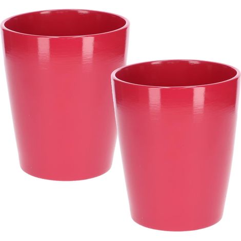KOTARBAU Lot de 2 pots de fleurs en céramique pour orchidées Hauteur 150 mm Diamètre 120 mm Rose (1/5)