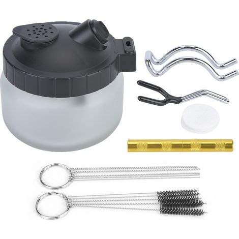 Pot de Nettoyage pour Aérographe - Ensemble de 3 Pots en Verre, Acier et Plastique pour Peinture (1/5)