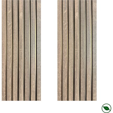Lot de 2 Panneaux tasseaux acoustique LUXE Catsle oak sur fond bronze 2770x287x20 mm PEFC 70%