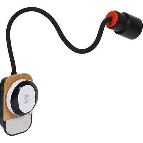 Lampe de lecture LED noire avec protection oculaire, rechargeable et télécommande, à fixer au mur, idéale pour la chambre, la table de chevet ou un dortoir. (1/5)