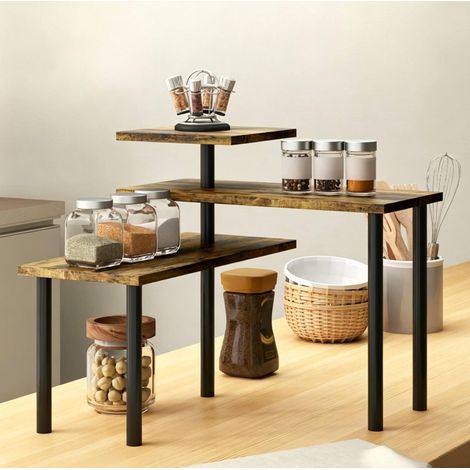 Estantería giratoria de mesa 40x18x36,5 cm de madera negra, ahorra espacio FloraGrace (1/5)