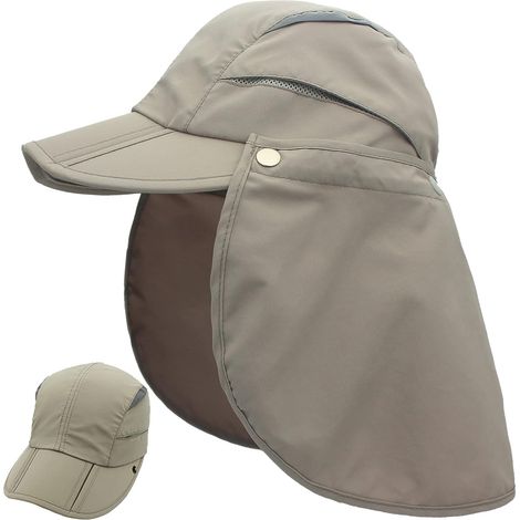Chapeau avec protection du cou détachable multi-usages Chapeau de soleil d'été Protection solaire Respirant Séchage rapide Protection UV (1/5)