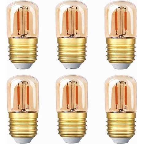 Mini-LED-Röhren-Ampulle, 1 W, T28, Edison-Ampulle mit Filament-LED, E27-Sockel, 2200 K, weiße, superhelle Dekorations-Ampulle, 80 lm, nicht dimmbar (Glasfarbe), 220 V, 6er-Pack [Energieklasse G] (1/5)