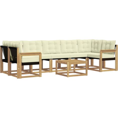 Outdoor Sofa Set 8 pcs White and Cream vidaXL (1/5)