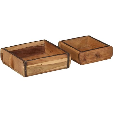 Plateau 2 pcs Marron 31 x 29 x 10 cm Bois Recyclé Solide CFW619133 (1/5)