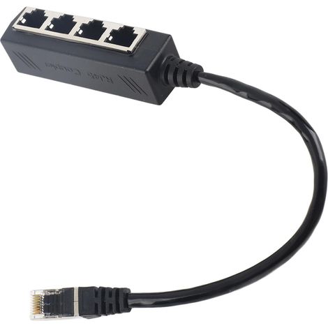 Répartiteur RJ45 Ethernet 1 vers 4 Ports, Adaptateur Réseau Compatible CAT7 pour Réseaux Domestiques (1/5)