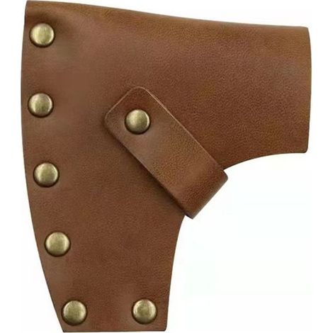 Étui de protection en cuir pour lame de hache, tête de hache avec clous à pression, hache à lame unique pour jardinage extérieur, marron (1/3)