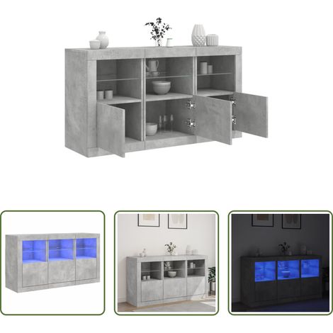 vidaXL Betonfarbe -  Sideboard mit LED-Leuchten Betongrau 123x37x67 cm (1/5)