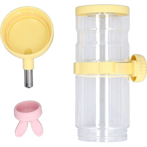 Pet Hanging Water Bottle Multipurpose Leakage Proof Large Capacity Hanging Water Feeder for Small Animals Rabbit Guinea Pig Hedgehog Rat Yellow 900ml