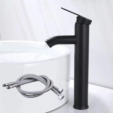 Robinet de lavabo, grand robinet de salle de bain avec eau chaude et froide, surface froide, design original en forme de tête de dragon, mitigeur d'eau spécial Myled, robinet de salle de bain noir (1/5)