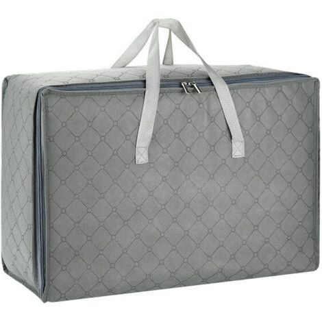 QORVA-Sac de Rangement Vetement Lot de 1,Sac de Rangement pour Couette en épais Non-tissé，pour Vêtements,Couette,Literie，Gris -Moyen 55 35 20cm
