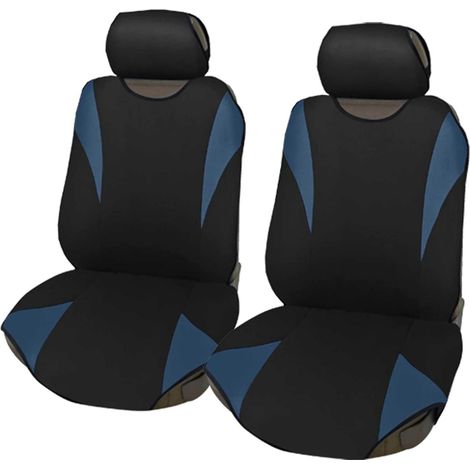 Lupex Shop - Coprisedili coppia anteriore per auto, universali adattabili, tessuto poliestere, No Suv (mod. R2) colore - Blu (1/4)