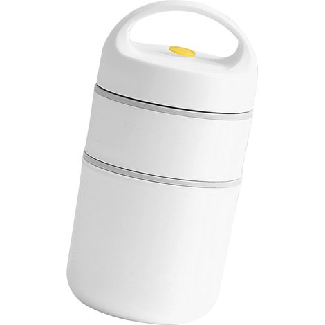 Bocal alimentaire isotherme en acier inoxydable 304, 680 ml, 2 compartiments, portable, sous vide, pour déjeuner, petit-déjeuner, soupe, porridge, beige (1/5)