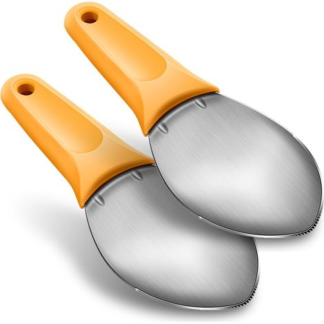 Set da 2 pezzi composto da un taglia-mango, un taglia-anguria, uno snocciolatore e uno sbuccia-mango con impugnatura antiscivolo, ideale per papaya, avocado e kiwi. (1/5)