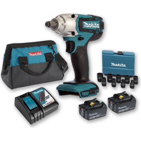 Boulonneuse à chocs 18V 190Nm 1/2" DTW190 avec 2 batteries 3Ah + Coffret 9 douilles + sac MAKITA